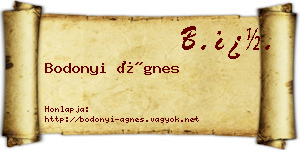 Bodonyi Ágnes névjegykártya