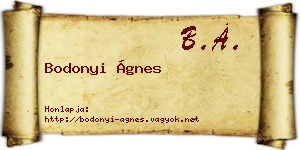 Bodonyi Ágnes névjegykártya